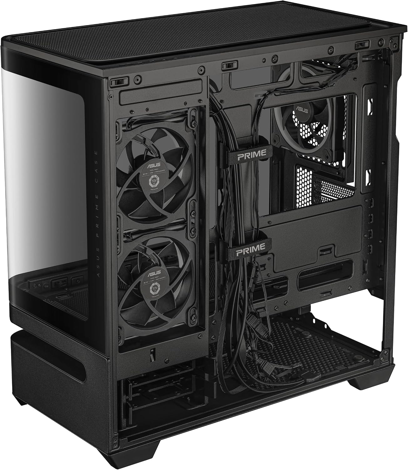 ASUS Prime AP202 ARGB Black mATX pc case with Fully Tempered Curved Glass, Supports Graphics Cards up to 420mm Long, 360mm Long radiators, Easy-Detach Rail, Patented Slot Vent, 3 Built-in ARGB Fans