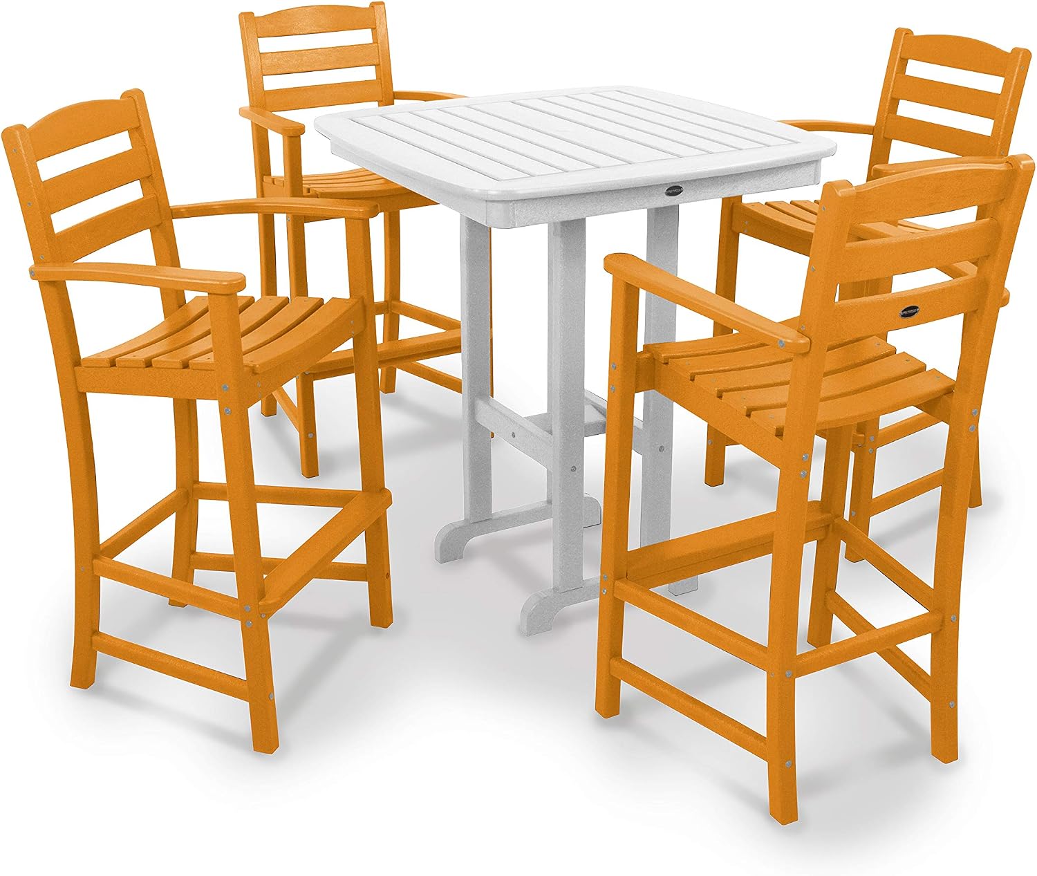 POLYWOOD® La Casa Café Bar Set, Tangerine/White