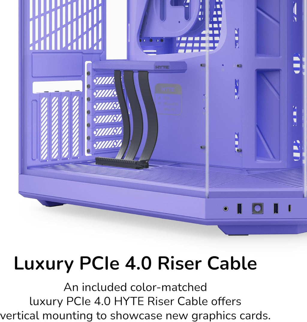 Hyte Y70 Mid-Tower ATX Gaming PC Desktop Case - Panoramic Tempered Glass - Dual Chamber - High Airflow Chassis - PCIE 4.0 Riser Cable Included - New Modern Aesthetic - Taro Milk (Purple)