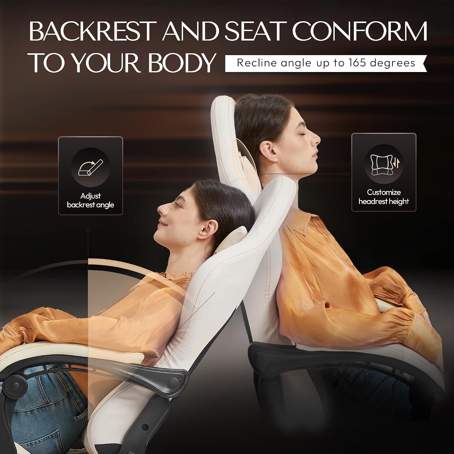 Dowinx Gaming Chair Big and Tall with Dual Extended Footrest & Massage, Ergonomic Reclining Computer Chair for Adults, Racing-Style Gamer Chair 400lbs Capacity, Heavy Duty Office PC Chair (White)