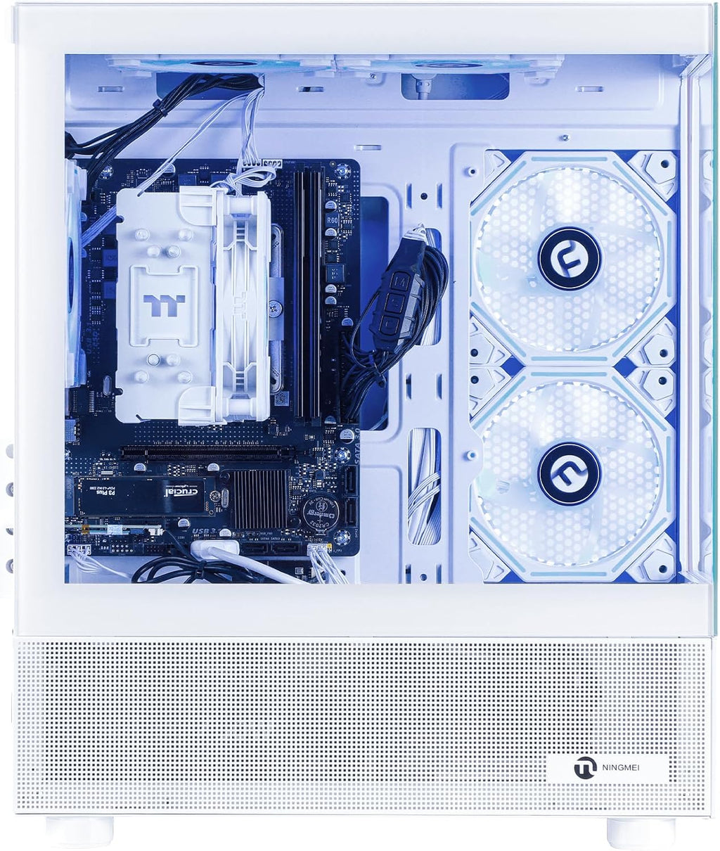 NINGMEI Soul Gaming PC Desktop,AMD Ryzen 7 5700G 8 core 3.8GHz(up to 4.6GHz),AMD Radeon Vega Graphics,16GB DDR4 RAM 3200MHz,1TB NVME SSD,550W PSU, Windows 11 Home 64-bit.