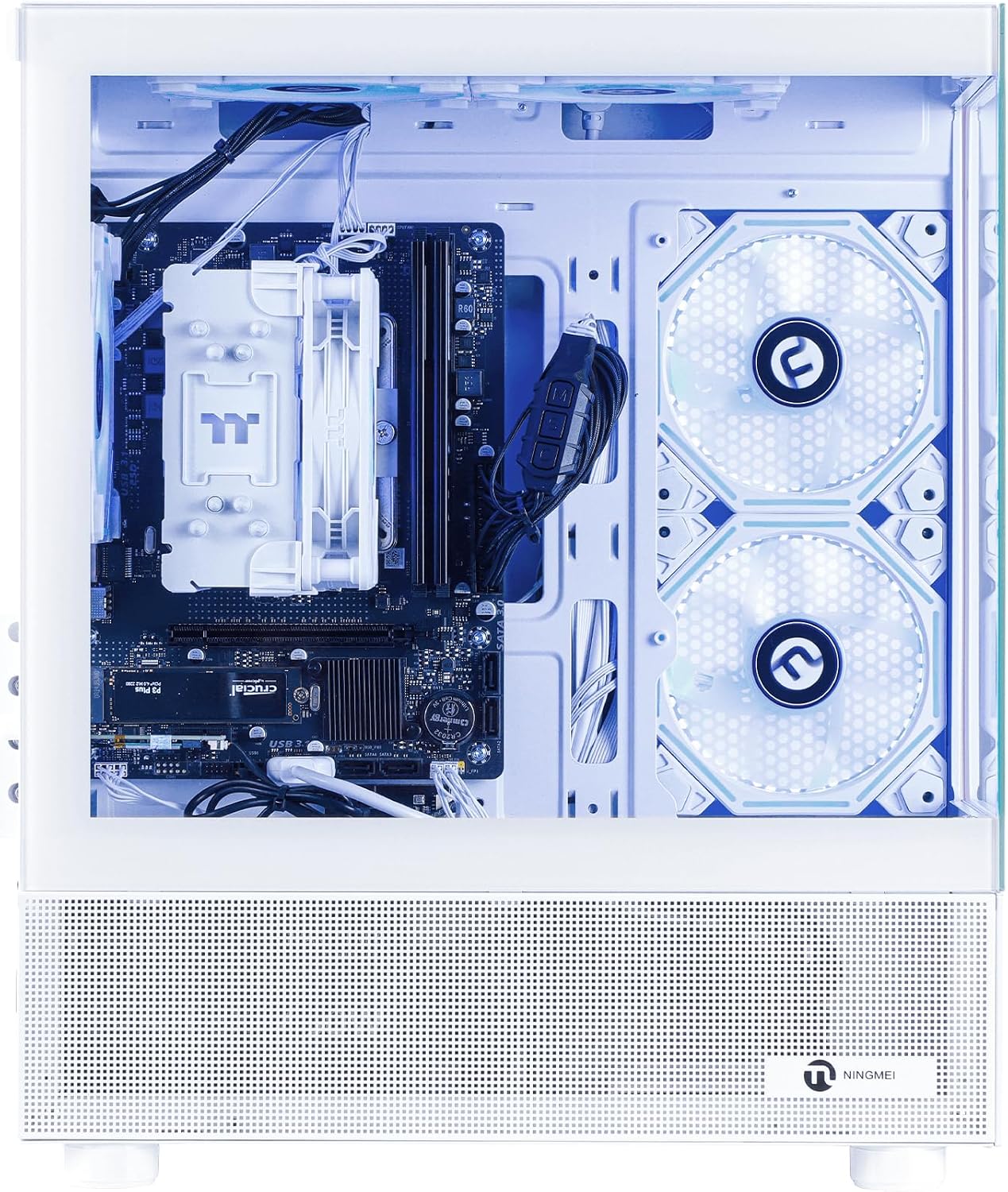 NINGMEI Soul Gaming PC Desktop,AMD Ryzen 7 5700G 8 core 3.8GHz(up to 4.6GHz),AMD Radeon Vega Graphics,16GB DDR4 RAM 3200MHz,1TB NVME SSD,550W PSU, Windows 11 Home 64-bit.