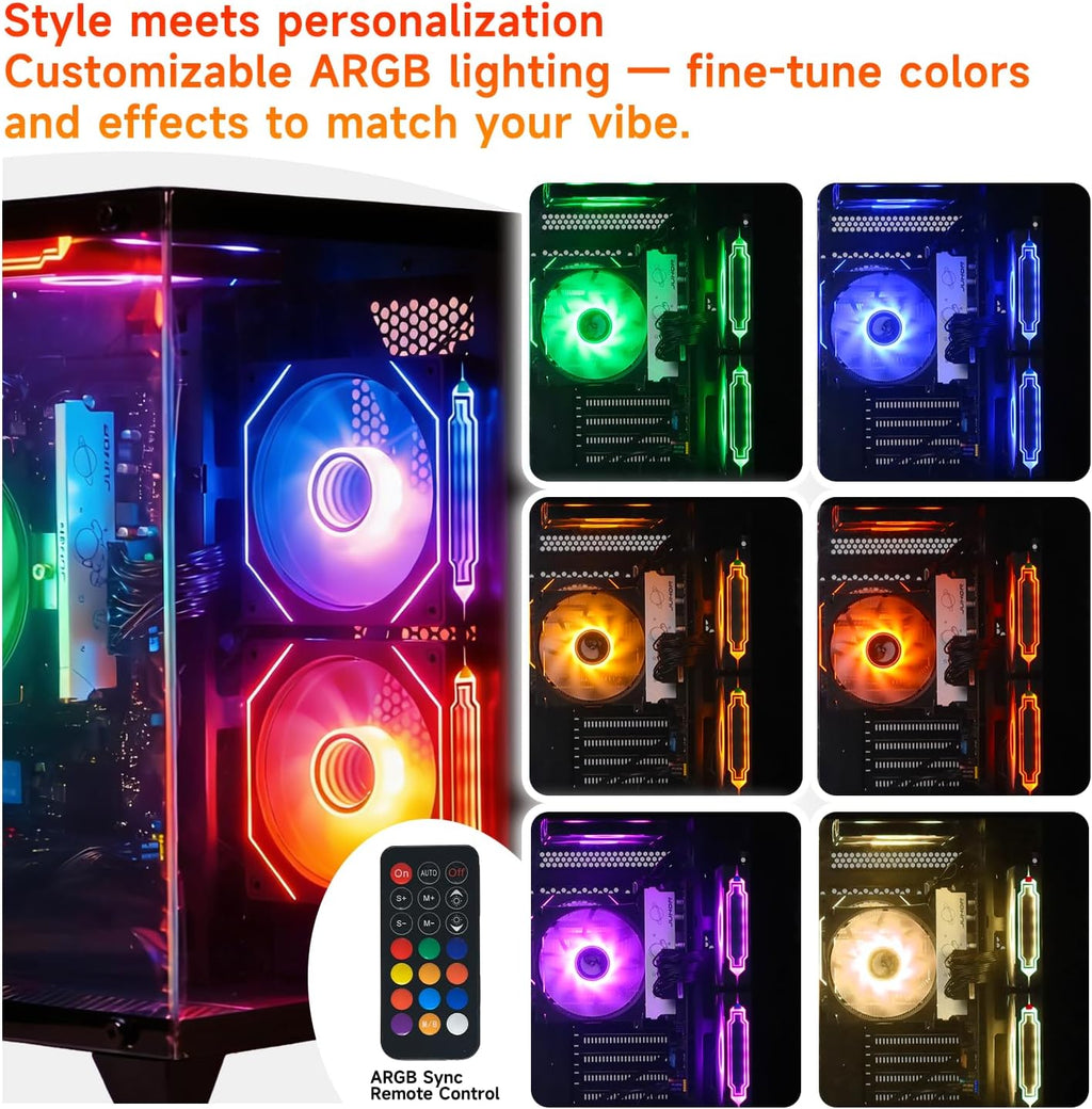 ALCPOK Gaming PC Desktop, AMD Ryzen 7 5700G 3.8GHz, 16GB DDR4 3200MHz RAM, 1TB NVMe SSD, 550W Bronze Power Supply, ARGB Fans,Tower Computer for Office,Photo Editing