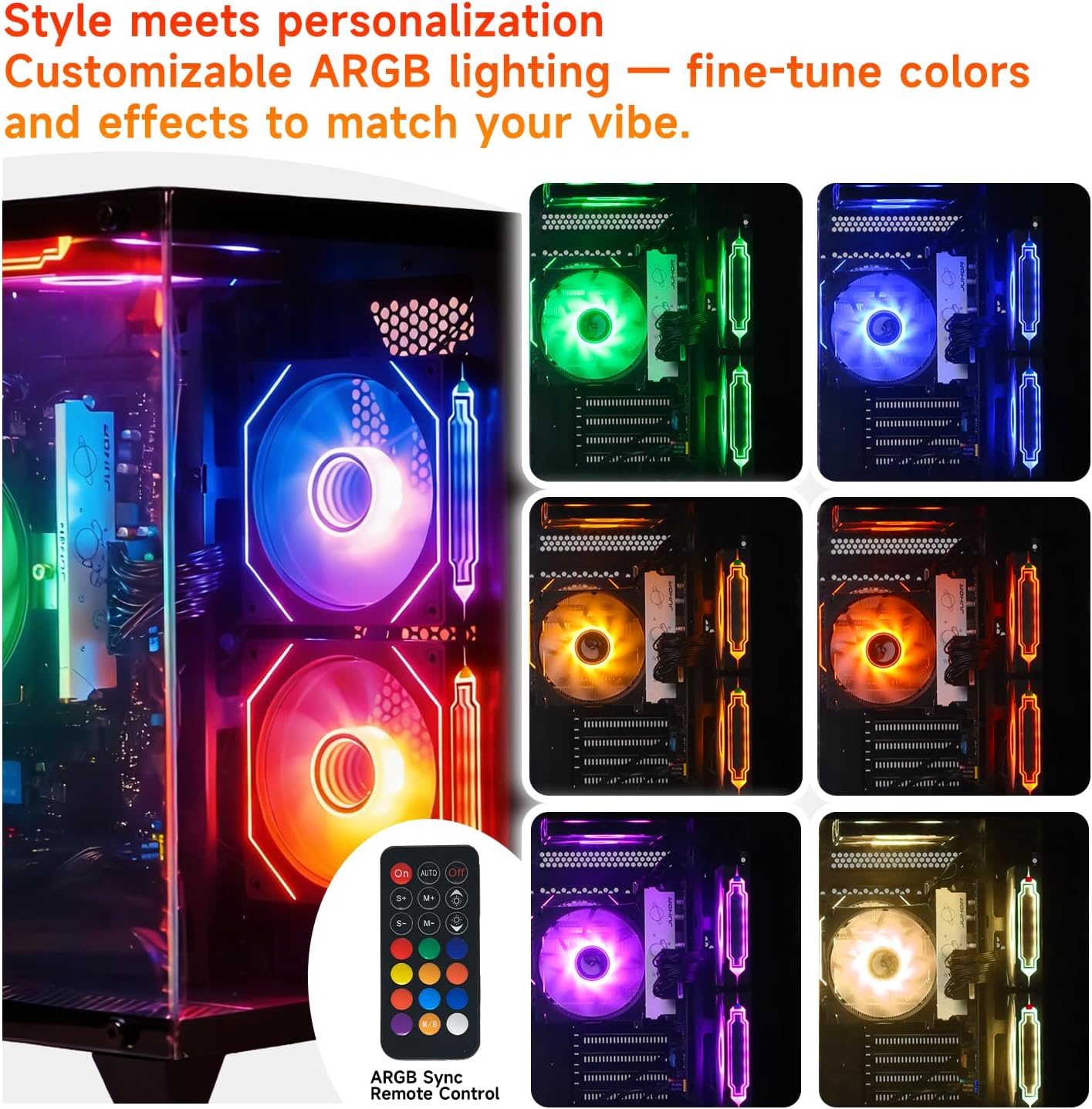 ALCPOK Gaming PC Desktop, AMD Ryzen 7 5700G 3.8GHz, 16GB DDR4 3200MHz RAM, 1TB NVMe SSD, 550W Bronze Power Supply, ARGB Fans,Tower Computer for Office,Photo Editing