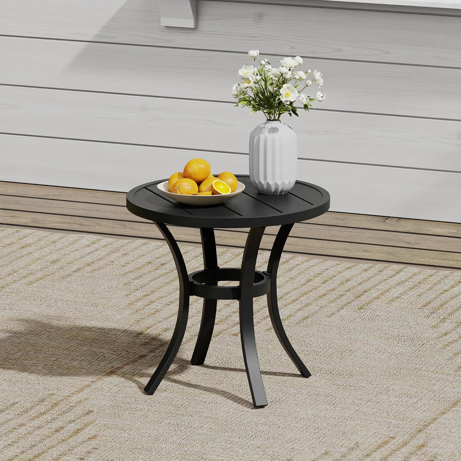 VICLLAX 3 Pieces Small Outdoor Furniture, 2 Patio Swivel Chairs and Small Round Outdoor Table for 2, Dark Charcoal Chairs & Black
