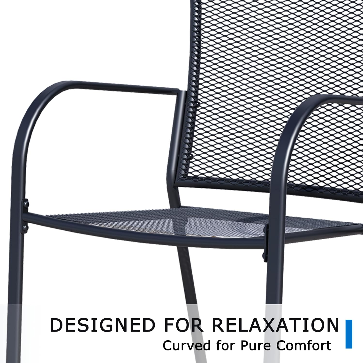 2-Pack Outdoor Dining Chairs, All-Weather Metal Patio Chairs with Breathable Mesh for Garden, Pool, Backyard & Lawn