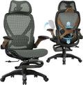 ELABEST X100 Ergonomic Mesh Office Chair with Footrest, Big and Tall Hone Desk Chair with 5D Flip-Up Arms, Adjustable 3D Lumbar Support,Gaming & Executive Computer Chairs