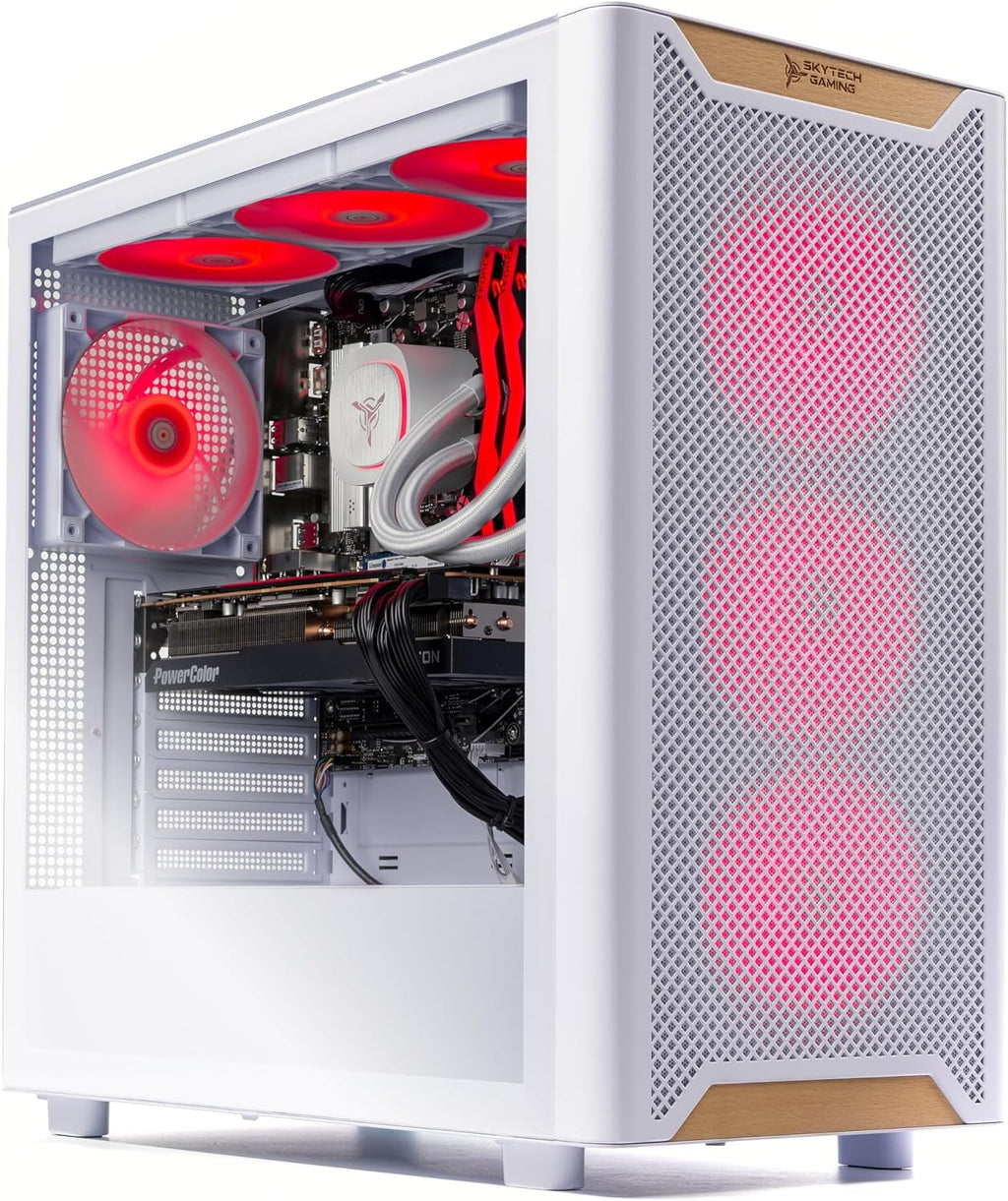 Skytech Gaming Chronos 3 Gaming PC, AMD Ryzen 7 7800X3D 4.2GHz, NVIDIA RTX 5060 Ti 8GB VRAM, 1TB NVMe SSD, 32GB DDR5 RAM 5600, 650W Gold PSU, 360 ARGB AIO, Wi-Fi, Win 11, Desktop