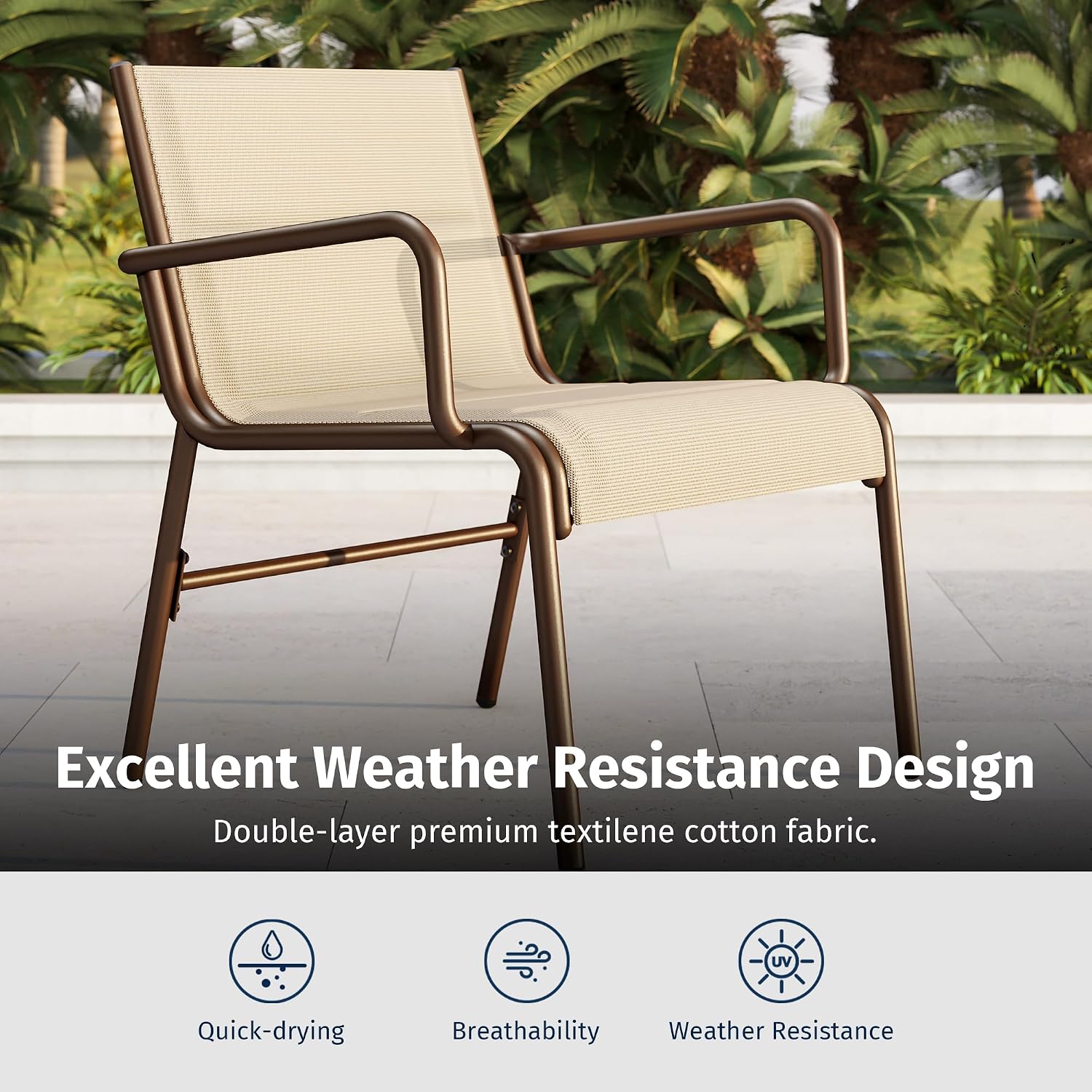 East Oak 4 Seats Outdoor Furniture Set, Waterproof Patio Furniture Set, Patio Loveseat with Coffee Table for Porch or Garden, 4-Piece Patio Conversation Sets for Balcony, Upgrade Beige