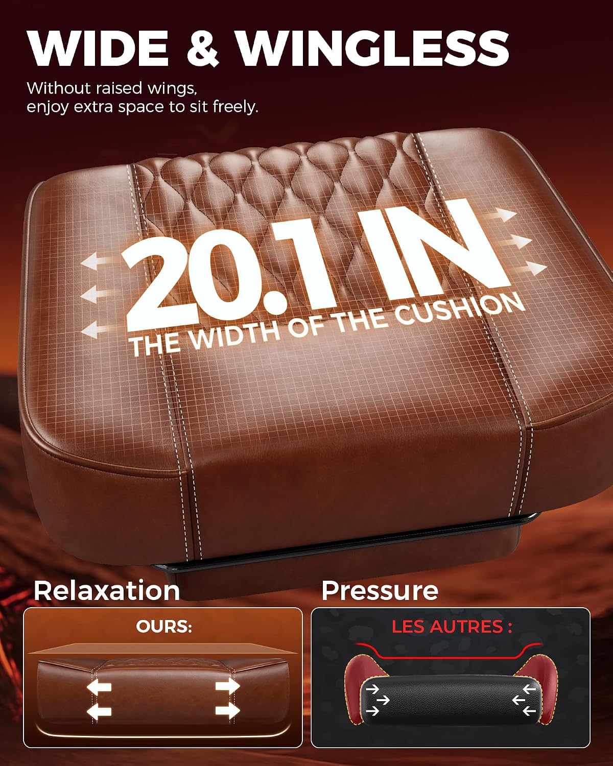 GTPLAYER Big and Tall Gaming Chair with Footrest, Ergonomic Office Desk Chair with 4.4in Thick Cushion and Wide Wingless Seat, Comfortable Leather Computer Chair, Predator Series, Chocolate Brown