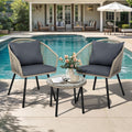 DWVO Bistro Table and Chairs Set of 2, Outdoor Patio Furniture Set with Cushion Chairs and Glass Table, Front Porch Furniture for Backyard, Deck, and Balcony, Black