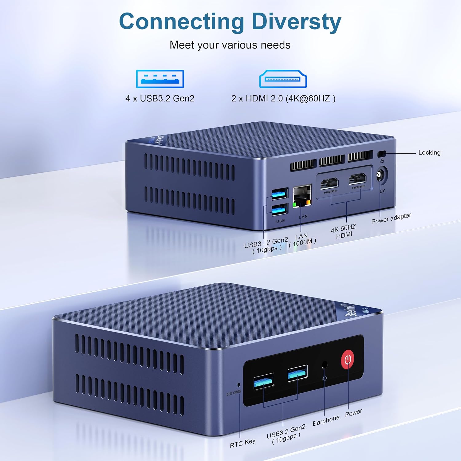 Beelink Mini PC, Mini S12 Intel 12th N95(Up to 3.4GHz), 8GB DDR4 256GB M.2 SSD, Desktop Computers Support 4K Dual HDMI Display/USB3.2/1000Mbps LAN/WOL Home/Office
