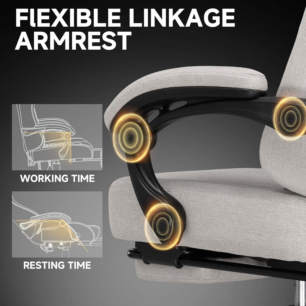 GTPLAYER Gaming Chair, Fabric Computer Office Chair with Pocket Spring Cushion, Ergonomic Office and Gaming, Video Gaming Chair with Linkage Armrests, High Back Desk Chair with Adjustable Recliner