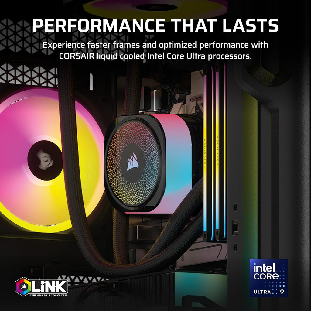 Corsair Vengeance i8300 Gaming PC – Liquid Cooled Intel® Core™ Ultra 9 285K, NVIDIA® GeForce RTX™ 5090 GPU, 64GB Dominator Titanium RGB DDR5 Memory, 2+4TB M.2 SSD – Black
