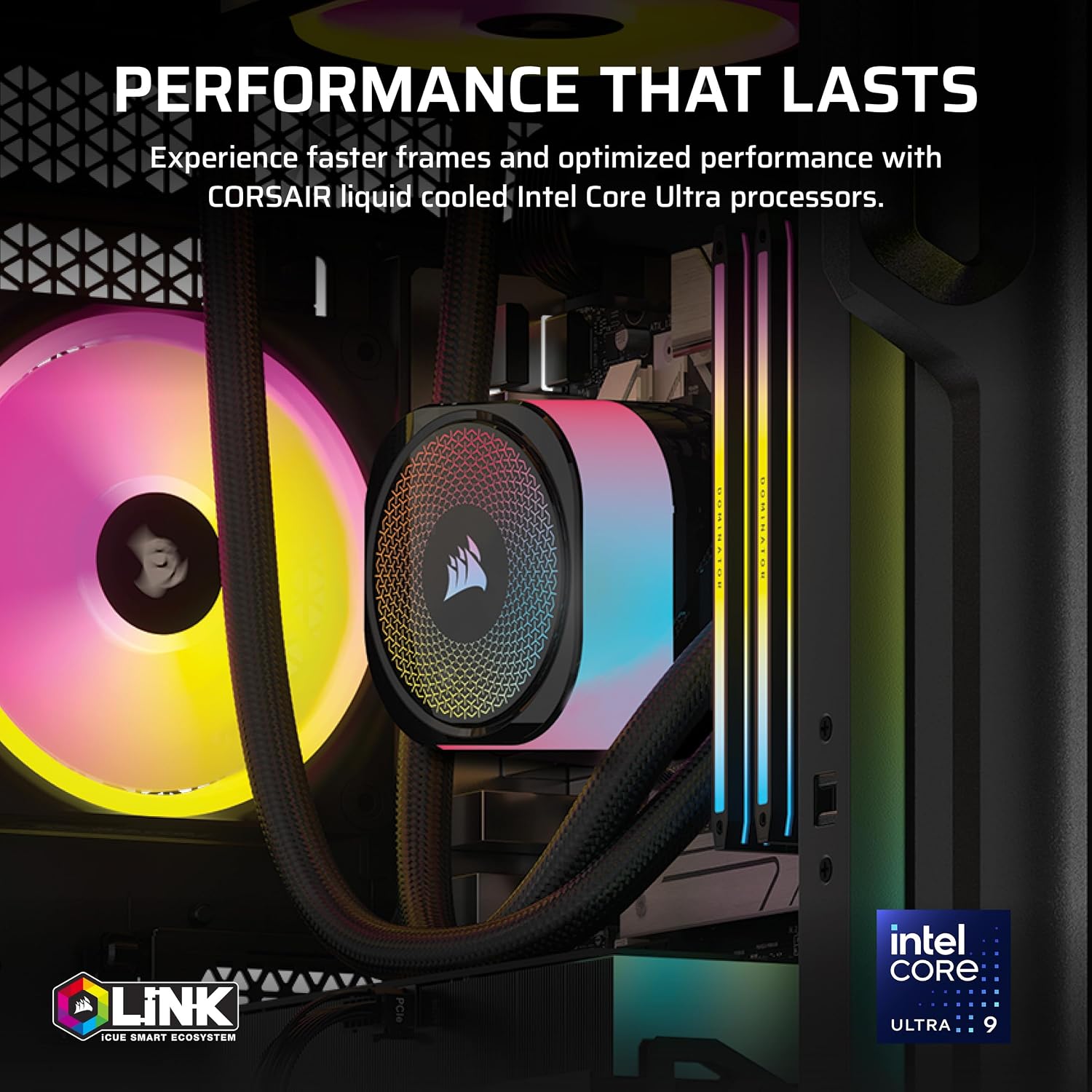 Corsair Vengeance i8300 Gaming PC – Liquid Cooled Intel® Core™ Ultra 9 285K, NVIDIA® GeForce RTX™ 5090 GPU, 64GB Dominator Titanium RGB DDR5 Memory, 2+4TB M.2 SSD – Black