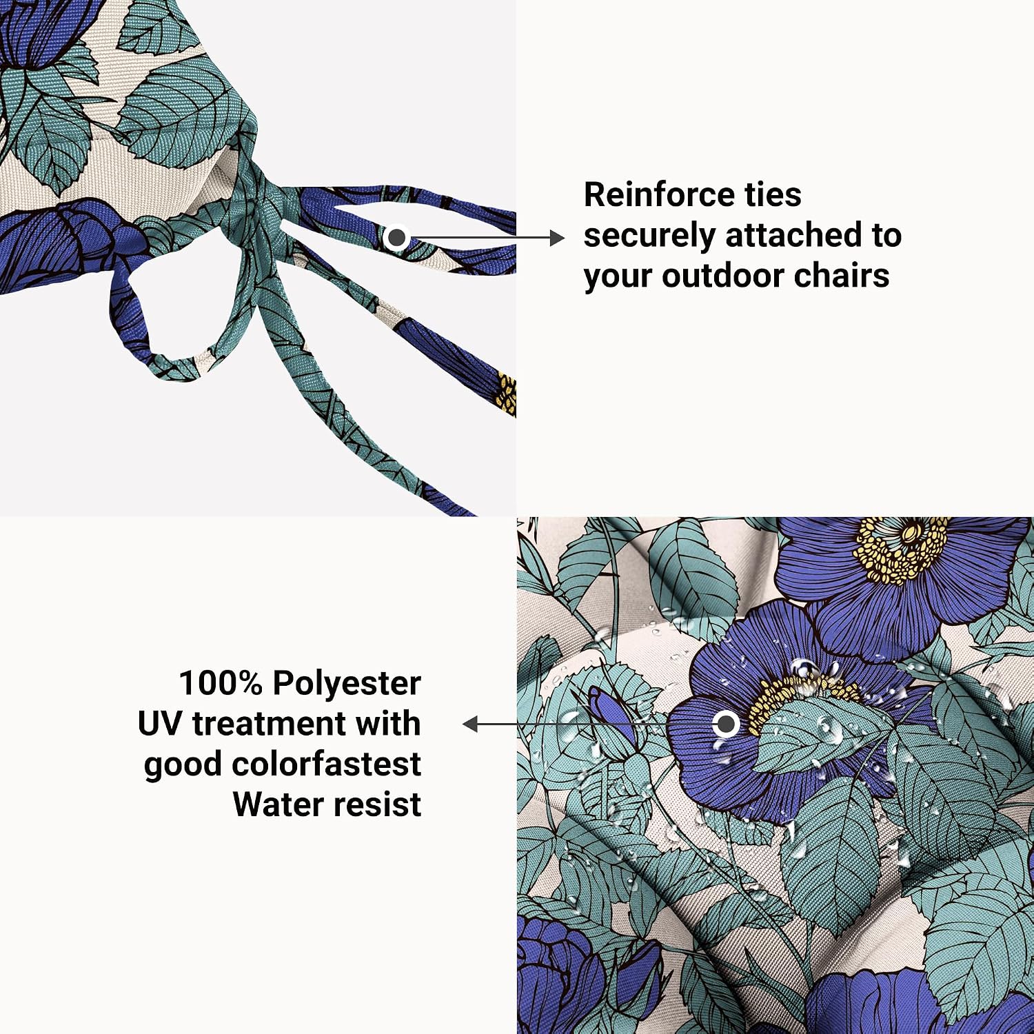 ARTPLAN Outdoor Chair Cushion,Tufted Adirondack Patio Chair Cushion,Wicker High Back Outdoor Seat Cushion,Set of 4,44' L x 21' W x 4' H (4 Pack),Floral