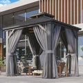 Aoxun 8x8 Hardtop Gazebo, Aluminum Frame Outdoor Gazebo with Double Galvanized Steel Roof, Patio Pavilion with Netting and Curtains, Backyard Gazebo for Patio Deck Garden