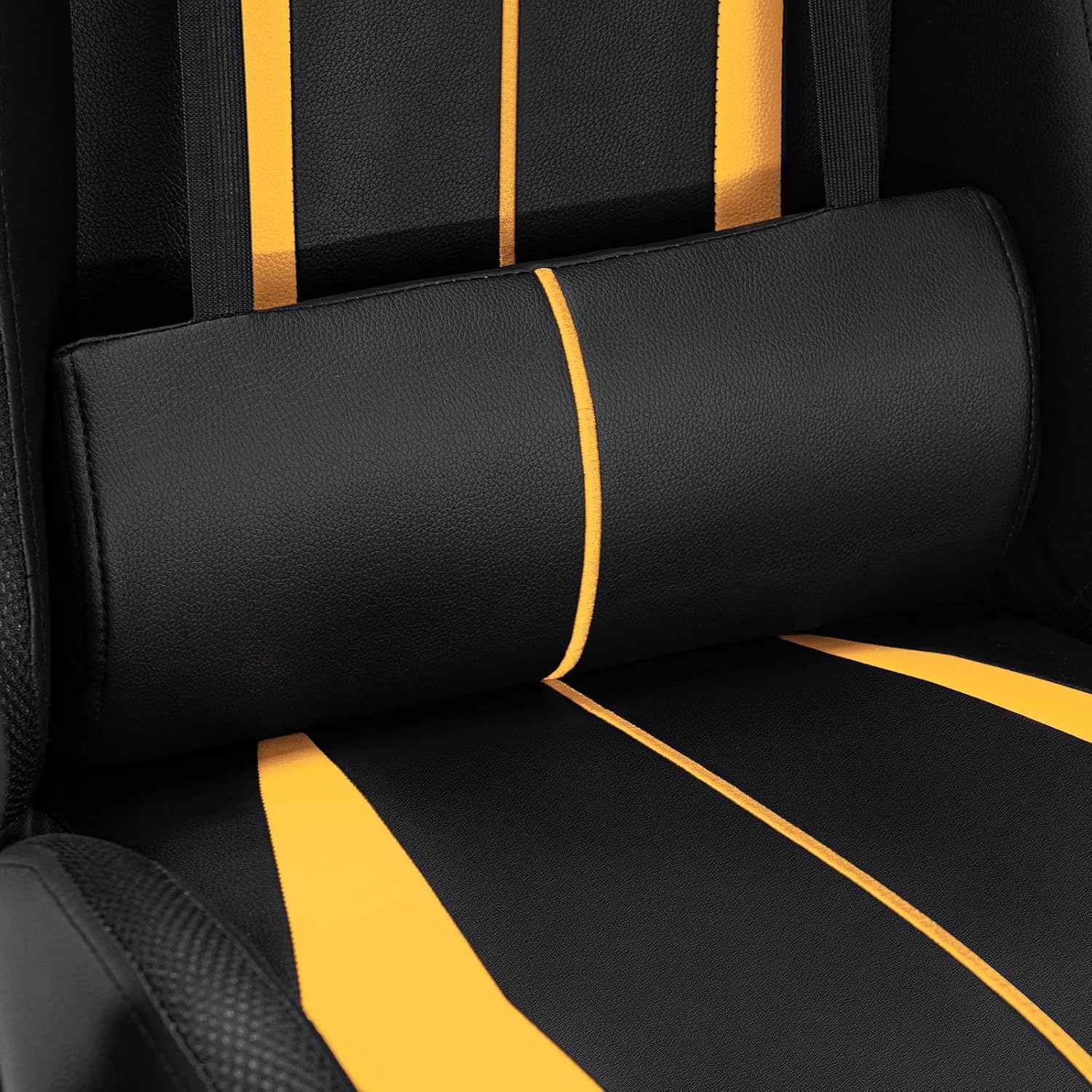 HOFFREE RGB Gaming Chair with Speakers Massage Computer Gaming Chair with LED Lights and Footrest High Back Video Game Chair for Adults Yellow and Black