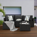 GOJOOASIS Patio Furniture Set Outdoor Sectional Sofa with Ottoman Wicker Couch Rattan Modular Seating Conversation Sets Porch Decor for Backyard, Balcony, Garden (Black)