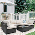 7 Pieces Patio Furniture Set (Brown/Beige), All-Weather Rattan Outdoor Sectional Sofa Set with Anti-Slip Cushions and 2 Pillows, Perfect for Deck, Garden, Lawn