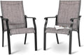NUU GARDEN Outdoor Dining Chairs Set of 2, Textilene Patio Chairs with Aluminum Frame, Quick-Dry Rust-Resistant Chairs with Backrest & Armrests for Lawn Garden Backyard, Grayish Brown