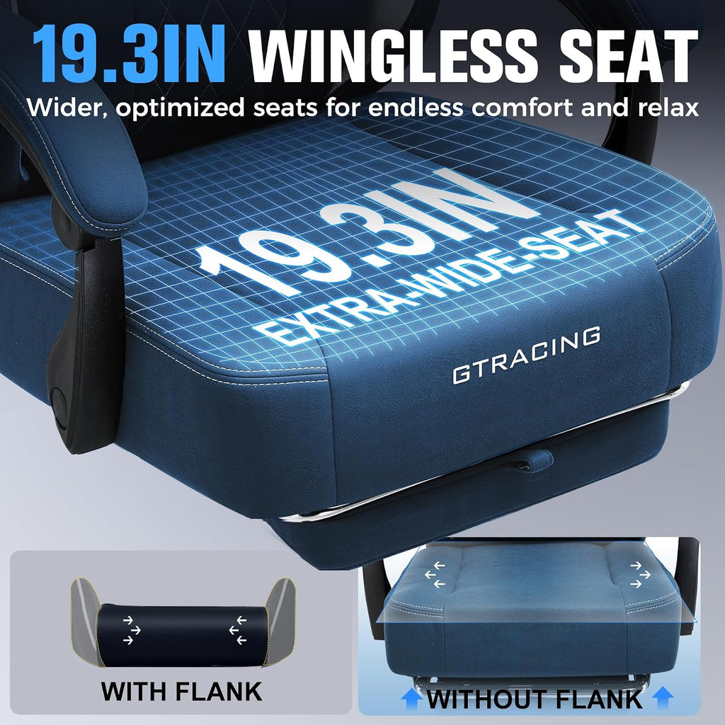 GTPLAYER Big and Tall Gaming Chair Breathable Fabric Computer Chair with Strong Lumbar Support, Comfortable Office Chairs with Pocket Spring Cushion, High Back Ergonomic Desk Chairs with Footrest