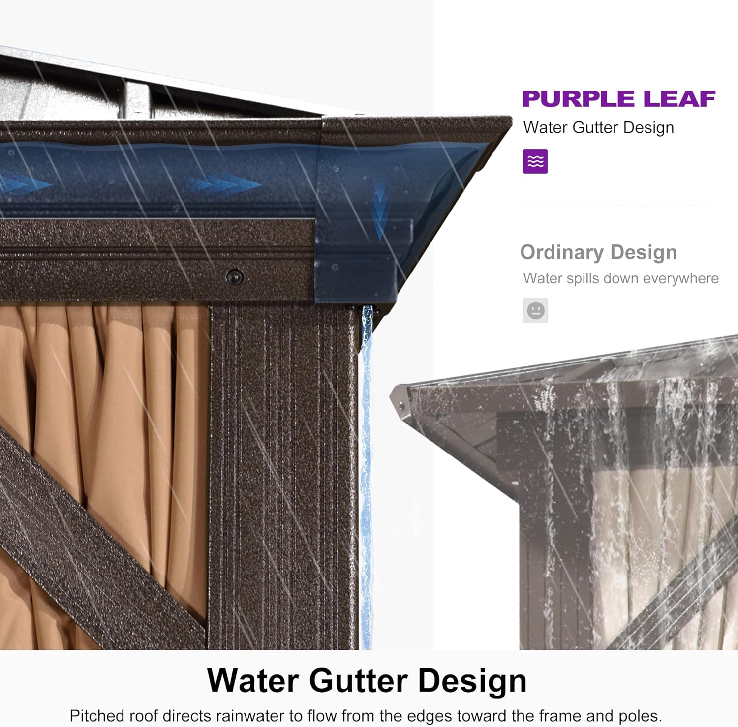 PURPLE LEAF 10' x 13' Hardtop Gazebo with Curtains and Netting for Hot Tub Heavy Duty Deck Beach Pool Backyard Outdoor Canopy Tent Sun Shade Metal Roof Patio Permanent Pavilion