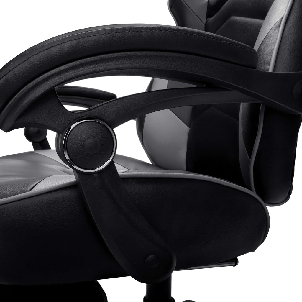 RESPAWN 110 Ergonomic Gaming Chair with Footrest Recliner - Racing Style High Back PC Computer Desk Office Chair - 360 Swivel, Adjustable Lumbar Support, Headrest Pillow, Padded Armrests - 2019 Grey