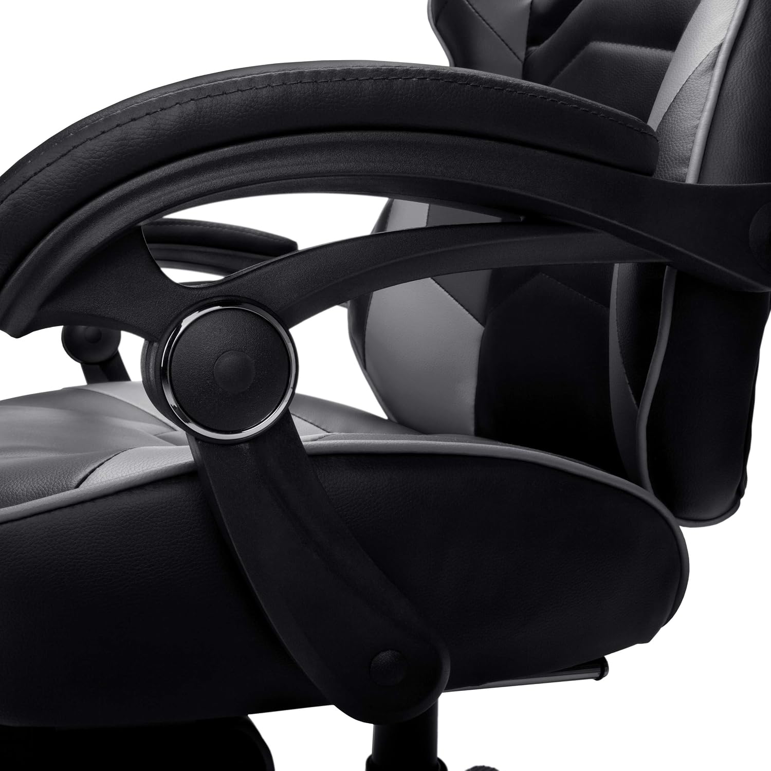 RESPAWN 110 Ergonomic Gaming Chair with Footrest Recliner - Racing Style High Back PC Computer Desk Office Chair - 360 Swivel, Adjustable Lumbar Support, Headrest Pillow, Padded Armrests - 2019 Grey