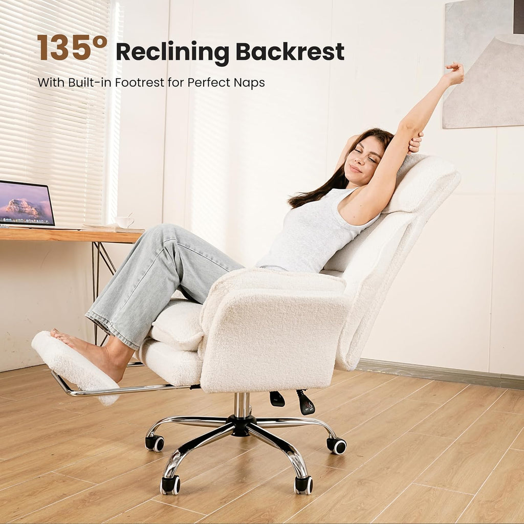 Big and Tall Office Chair, Flip Armrests for Pets & Cross Legged Sitting, Executive Ergonomic Computer Gaming Chair with Foot Rest, Premium Tech Fabric Wide Seat Reclining Desk Chair