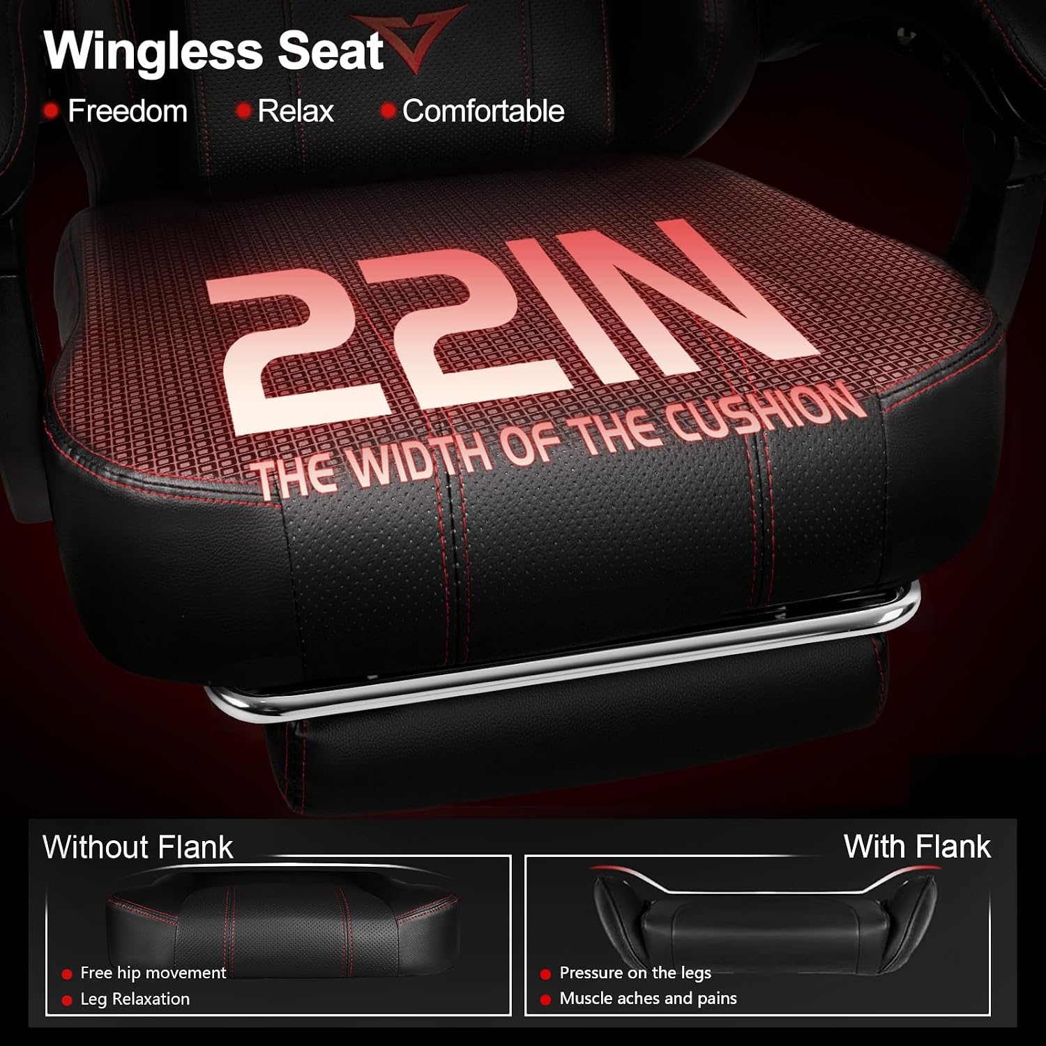 VITESSE Big and Tall Gaming Chair 400lb Weight Capacity with Footrest, Ergonomic Video Game Chair for Adults with Oversized Headrest and Lumbar Pillow, Computer Chair Gaming for Office (Black+Red)