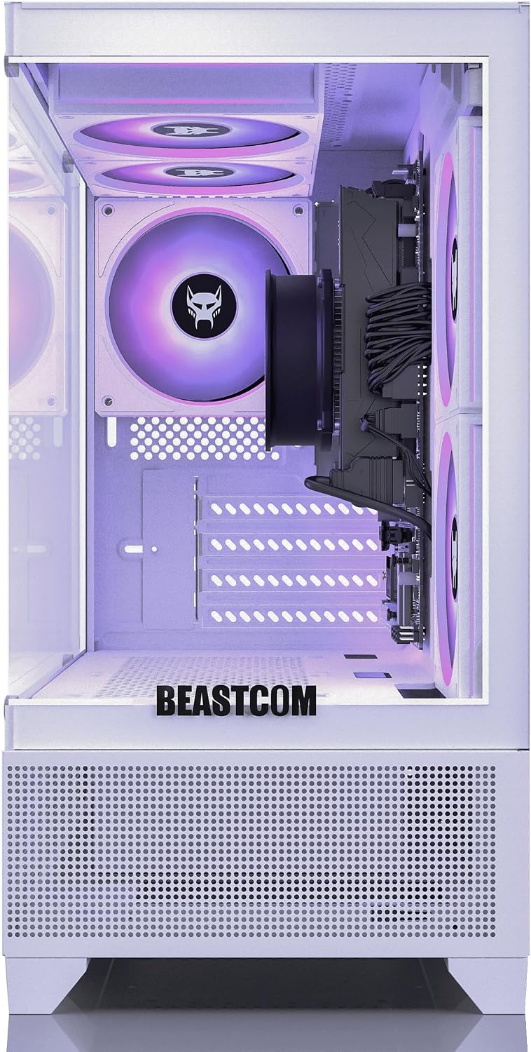 BEASTCOM Q3 Gaming PC Desktop Computer AMD Ryzen 7 5700G, 4K Vega Graphics 16 Threads, 16GB RAM, 512GB M.2 NVMe, 500W 80PLUS PSU, WiFi, Gaming Office Console, Towers Prebuilt PC