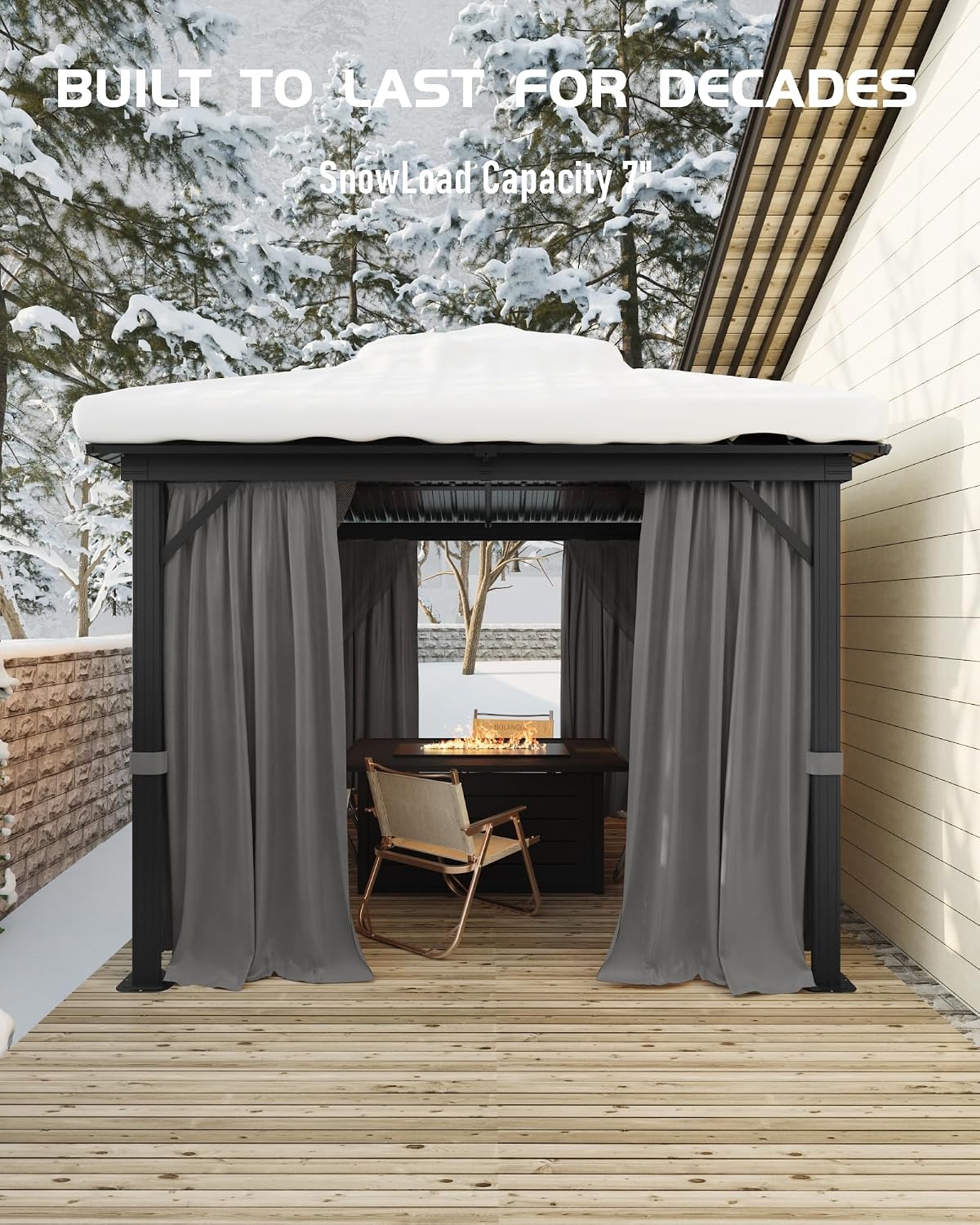 GarveeLife Outdoor Gazebo 12x12 Hardtop, Aluminum Frame Permanent Pavilion with Double Roof, Mosquito Netting & Privacy Curtains for Patio, Garden, Deck, Lawn and Backyard Parties