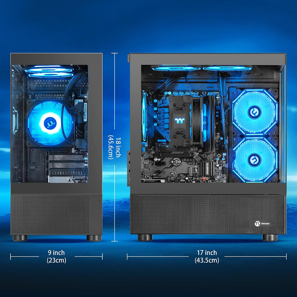 NINGMEI Desktop PC Computer AMD Ryzen 7 5700G 8 core 3.8GHz(up to 4.6GHz), 16GB DDR4 RAM 3200MHz,1TB NVME SSD,Tower Computer with 550W PSU, Windows 11 Home 64-bit for Home and Office.