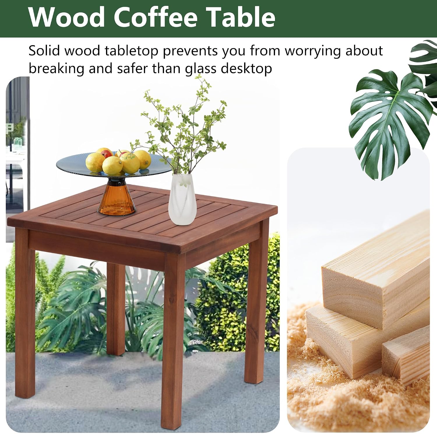 PayLessHere 3 Pieces Patio Set Wicker Patio Furniture Acacia Wood Outdoor Patio Furniture Set Rattan Chair Conversation Sets Bistro Set with Coffee Table and Water Resistant Cushions(Red)