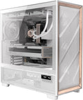 Antec Flux Pro White, 6 x PWM Fans Included, High-Airflow Front Panel with Birch Wood, iShift PSU 90° Mount, USB3.0 x 2, Type-C, 420mm Radiator Support, Temp. Display, Full-Tower E-ATX PC Case
