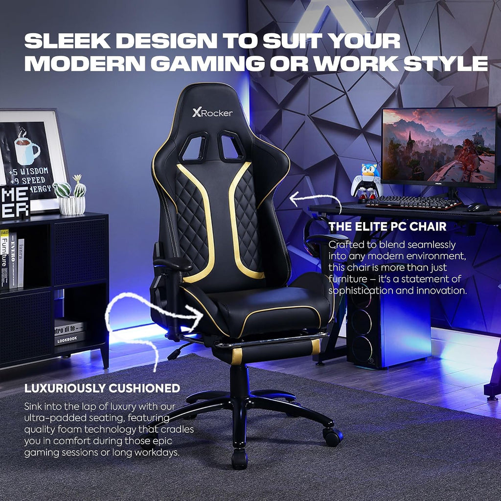X Rocker PC Computer Gaming Desk Chair with Wheels, College Dorm Room Essentials for Guys and Girls, Adjustable, Ergonomic Office Chair, Gifts for Gamers