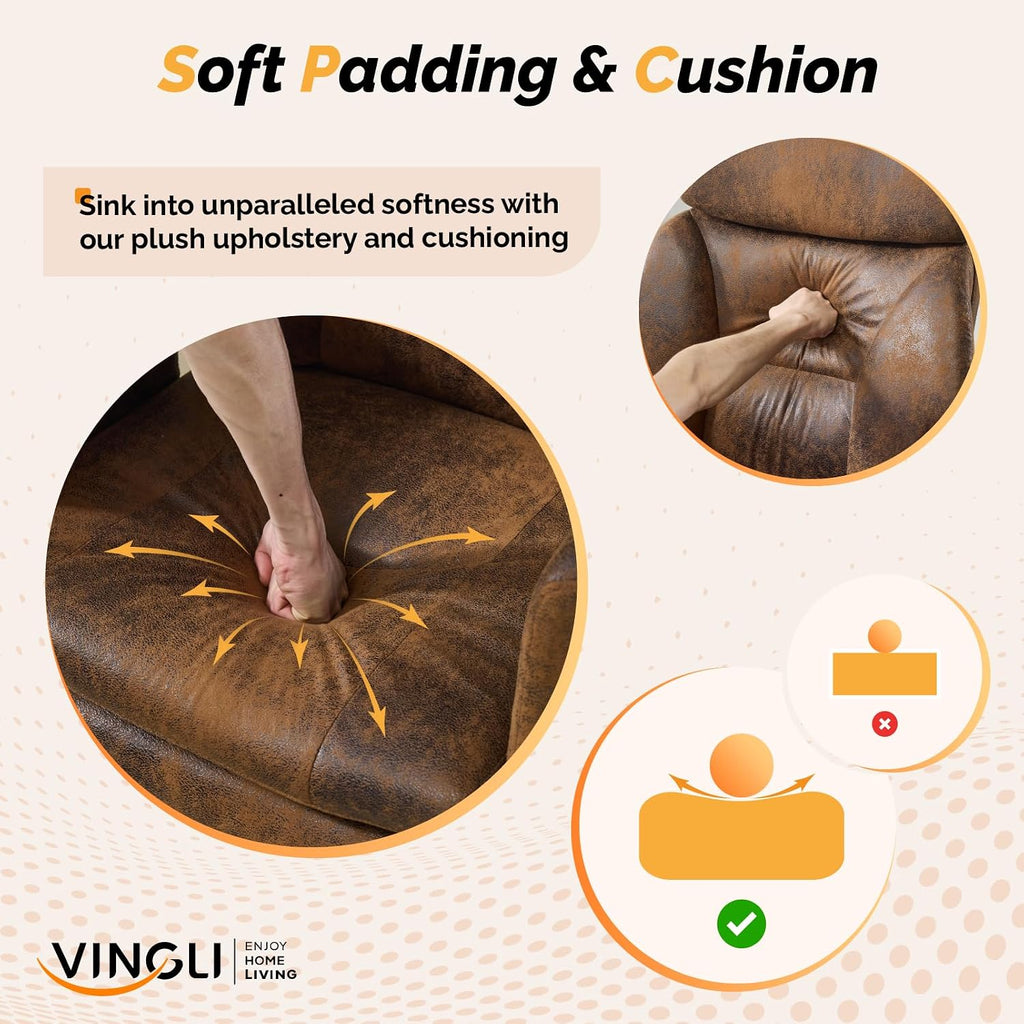 VINGLI 100-130° Reclining Tall Office Chair with Foot Rest & Adjustable Armrests, Ergonomic Criss Cross Chair with Wheels & Headrest, Comfy Wide-Seat Gamer Chair for the Heavy, Microfiber, Vintage