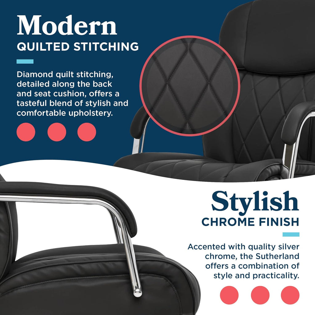La-Z-Boy Sutherland Ergonomic Faux Leather Swivel Computer and Desk Chair, Black (CHR10048A)