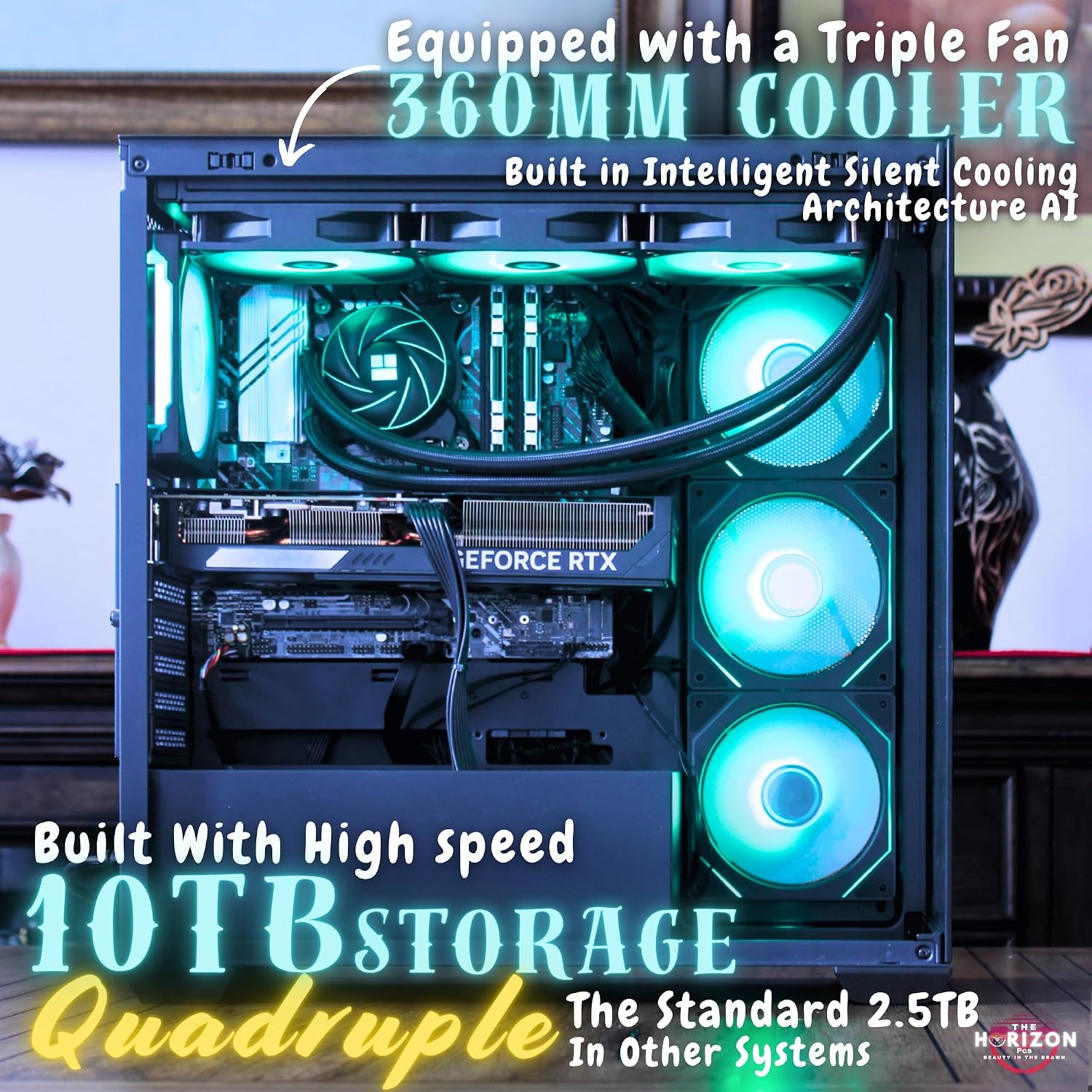 The Horizon Autherium Dragon RGB I9 RTX Gaming PC || 64GB RAM || 10TB High Speed Storage || Core I9 Upto 5.4Ghz || RTX 5070 OC || Windows 11 PRO || 360MM AIO || 2.4GB/s WiFi 6E, VR and Gaming Ready