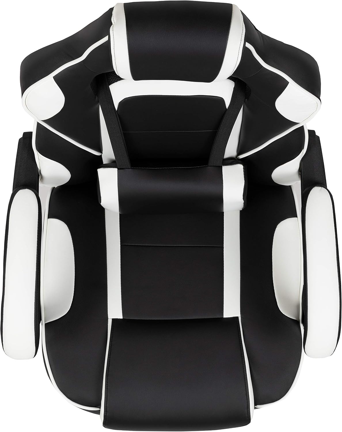 EMMA + OLIVER White Ergonomic Gaming Chair - Reclining Back/Arms, Footrest, Massaging Lumbar