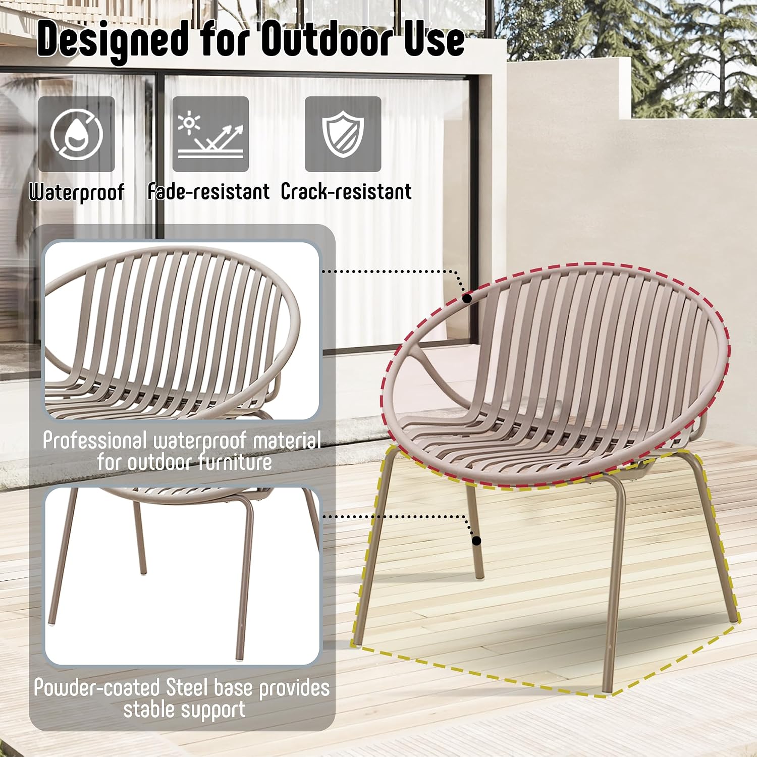 Werph Patio Furniture Set, 3 Pieces Outdoor Furniture with Bistro Table and Chairs Set of 2, Outdoor Patio Set with Porch Chairs and Table, Deck Conversation Set for Garden Poolside