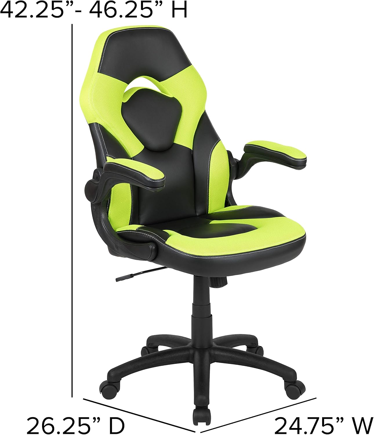 Flash Furniture Gaming Desk and Green/Black Racing Chair Set /Cup Holder/Headphone Hook/Removable Mouse Pad Top - 2 Wire Management Holes