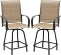Devoko Patio Bar Stools Set of 2 All-Weather Outdoor Patio Furniture Set Counter Height Tall Patio Swivel Chairs for Bistro, Lawn, Garden, Backyard