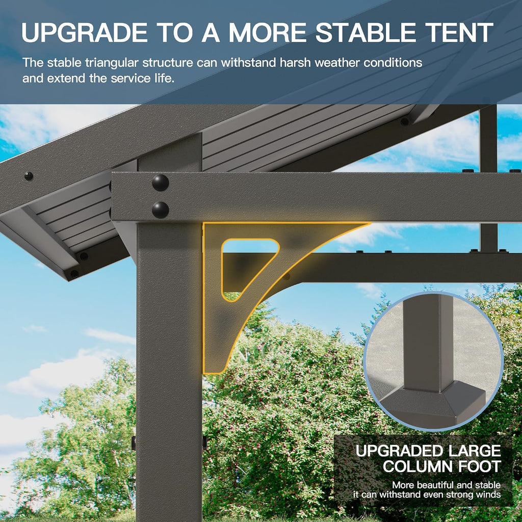 Kullavik 8' x 5' Hardtop Grill Gazebo,Outdoor BBQ Gazebo with Galvanized Steel Roof and Ceiling Hook,BBQ Pavilion with 2 Side Shelves and 5 Side Hooks for Patio Lawn Backyard Garden