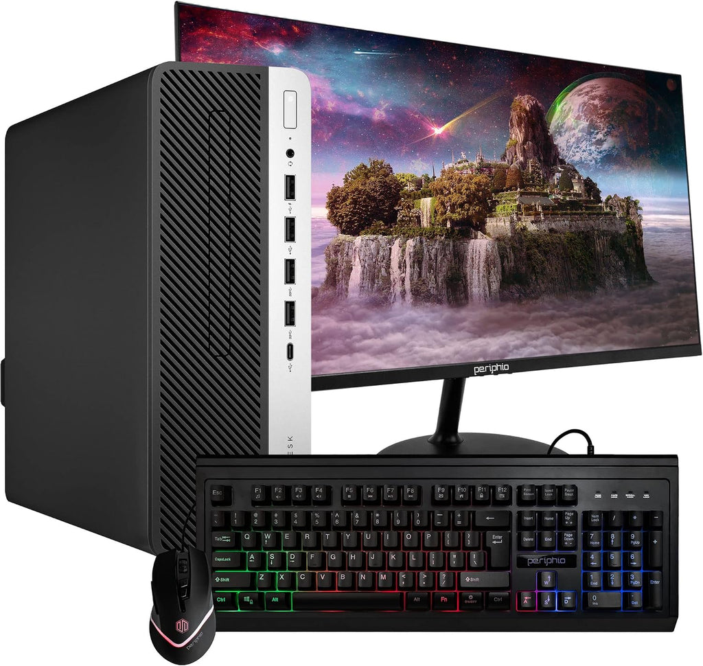 HP ProDesk 600G4 Desktop Computer | Hexa Core Intel i5 (3.2GHz) | 16GB DDR4 RAM | 500GB SSD Solid State | Windows 11 | New 24in LCD Monitor | RGB Keyboard & Mouse | Home or Office PC (Renewed)