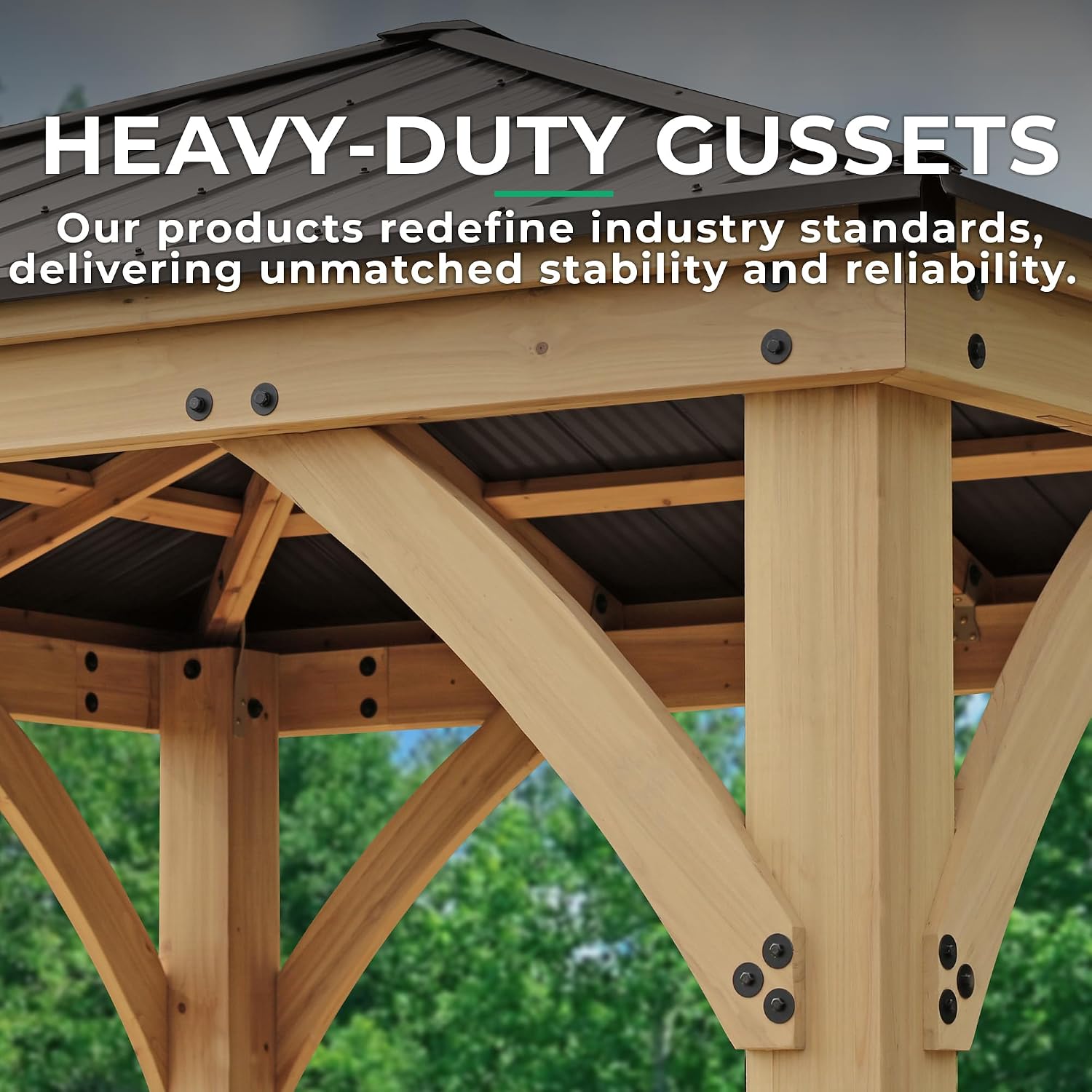 Yardistry 10 x 10 Meridian Cedar Gazebo Pavilion for Patios, Decks, Garden, Backyard, Durable, Aluminum Roof