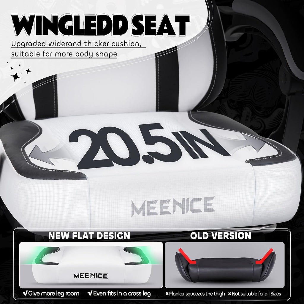 Gaming Chair Cute with Cat Ears Paw Lumbar and Cushion,Ergonomic Computer Chair with Footrest,Reclining PC Game Chair for Girl Computer Chair 300lbs for Adult Black White