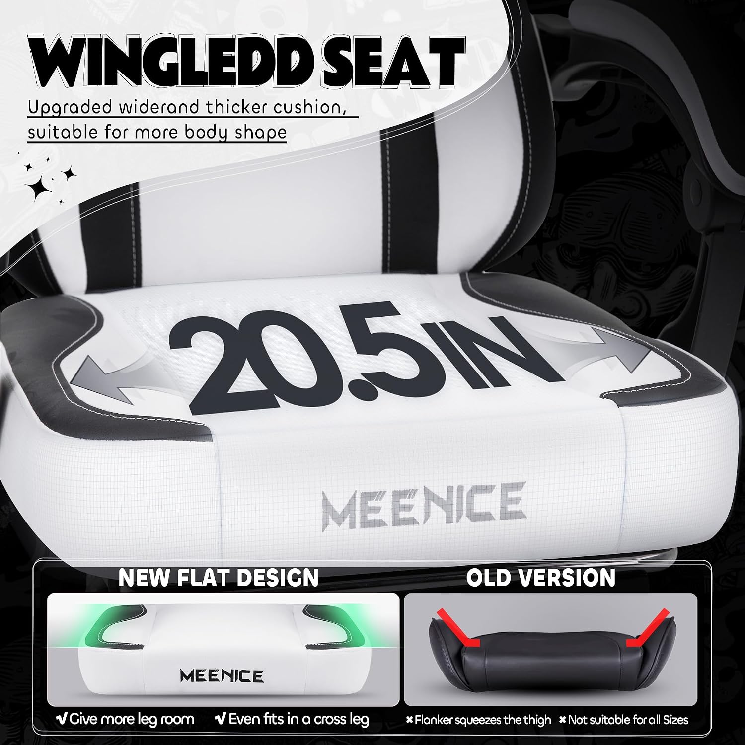 Gaming Chair Cute with Cat Ears Paw Lumbar and Cushion,Ergonomic Computer Chair with Footrest,Reclining PC Game Chair for Girl Computer Chair 300lbs for Adult Black White