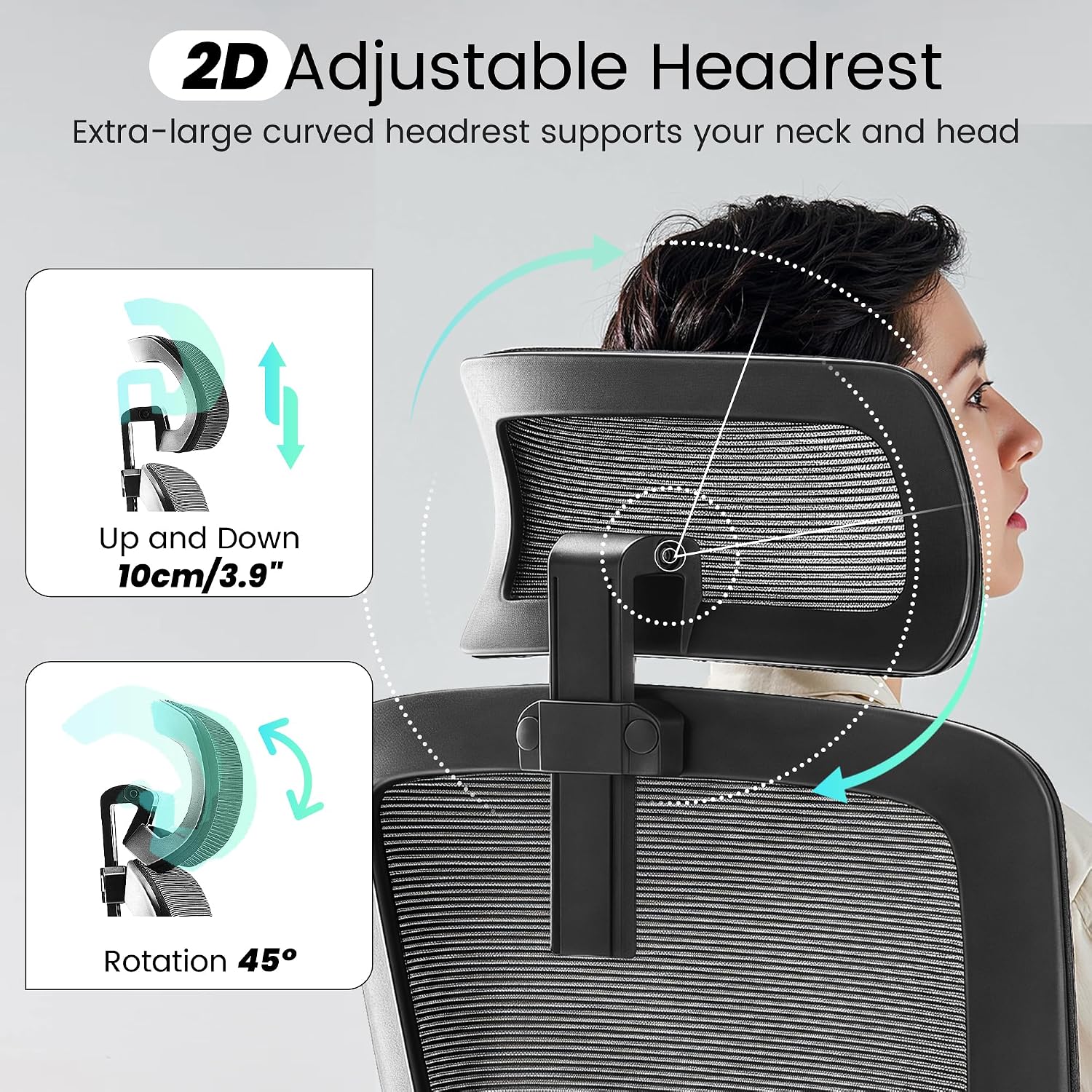 Fizzin Office Chair, Ergonomic Office Chair with Adjustable Headrest Lumbar Support Computer Chair, Desk Chair Comfy with Flip-up Armrests, Gaming Chairs for Adults Home Office (Leather, Black)